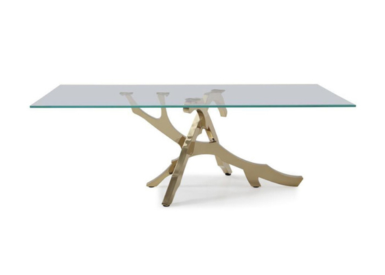 Китай Специальный дизайн из нержавеющей стали стеклянный стол, из нержавеющей стали обеденный стол утвержден CE поставщик
